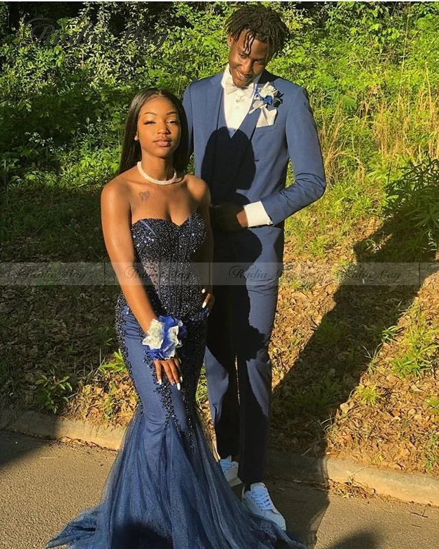 Сексуальные милые темно-синие африканские платья для выпускного вечера, Черное длинное выпускное платье с открытыми плечами для девочек, вечерние торжественные платья