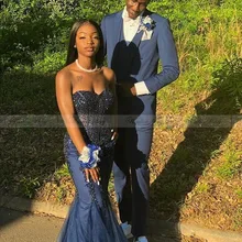 Сексуальные милые темно-синие африканские платья для выпускного вечера, Черное длинное выпускное платье с открытыми плечами для девочек, вечерние торжественные платья