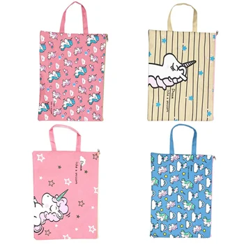 

Cartoon Canvas Unicorn Girl Heart File Bag Information Bag