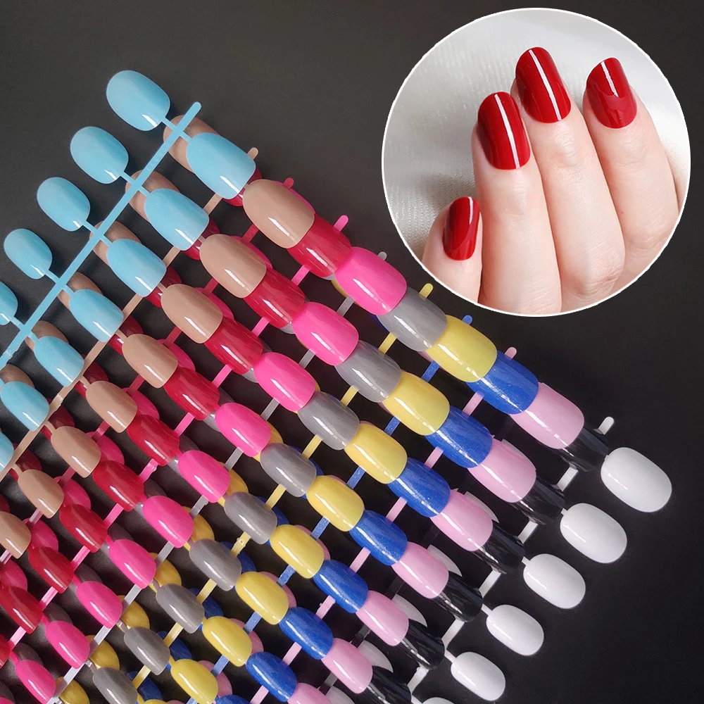 Накладные ногти круглые цветные Типсы для накладных ногтей 10 размеров