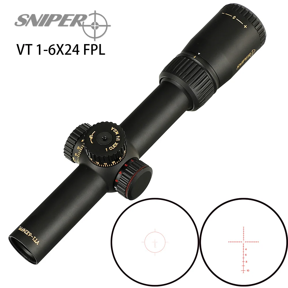 

SNIPER VT 1-6X24 FPL First Focal Plane Riflescope Glass Etched Reticle Red Green Illuminated Turrets Lock Reset Rifle Scope air