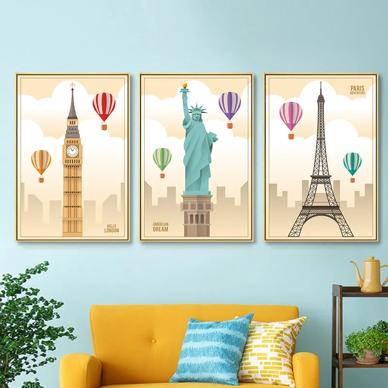 Nordic Vintage London American Dream Paris Poster Print Retro Minimalist Quotes Canvas Painting Wall Art Pictures Home Decor | Дом и сад