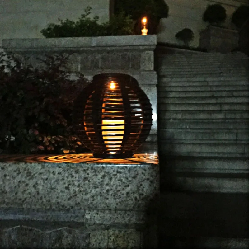 

Waterproof IP65 LED Solar Candle Lantern With Flickering Amber LED Rattan Lamp guirlande Outdoor Decorative Garden Lights