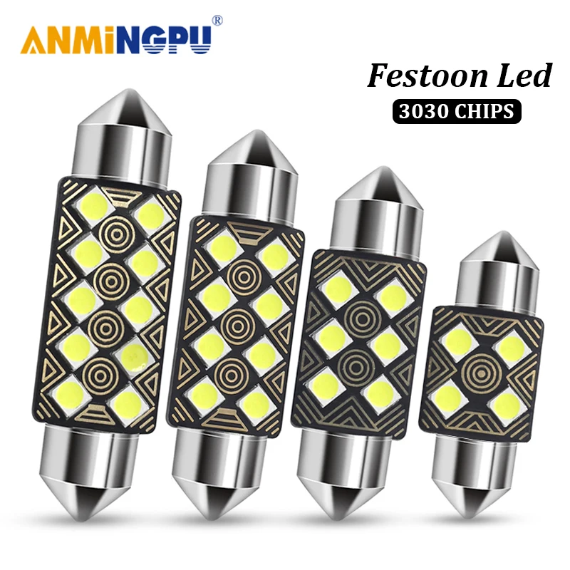 ANMINGPU 2X сигнальная лампа Led C5W 31 мм 36 39 41 3030 SMD C10W Canbus купольный светильник номерного