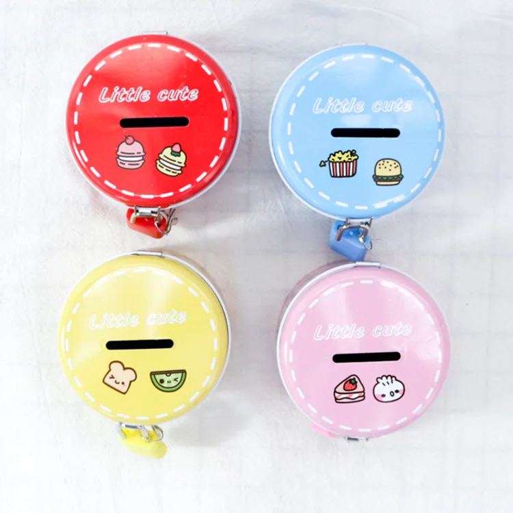 Mini Circle Cartoon Money Box Creative Korean Version Tinplate Money Box Kindergarten Children Holiday Gifts Iron Box