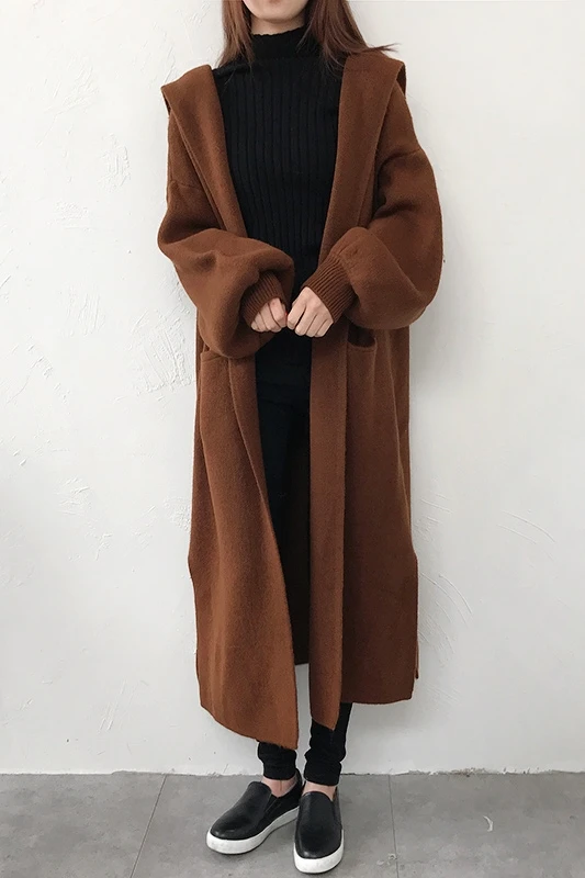 X-Long Hooded Sweater Cardigan For Women Korean