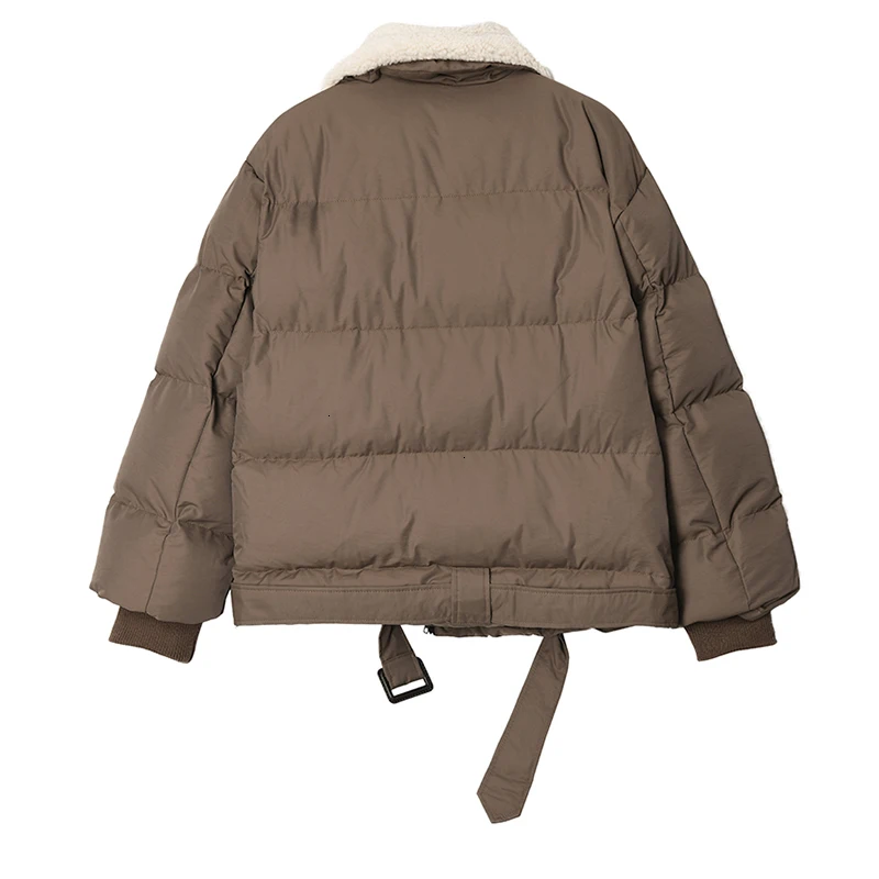 [] Bandage Split Big Size Cotton-padded Coat Long Sleeve Loose Fit Women Parkas Fashion Tide New Autumn Winter 1M039