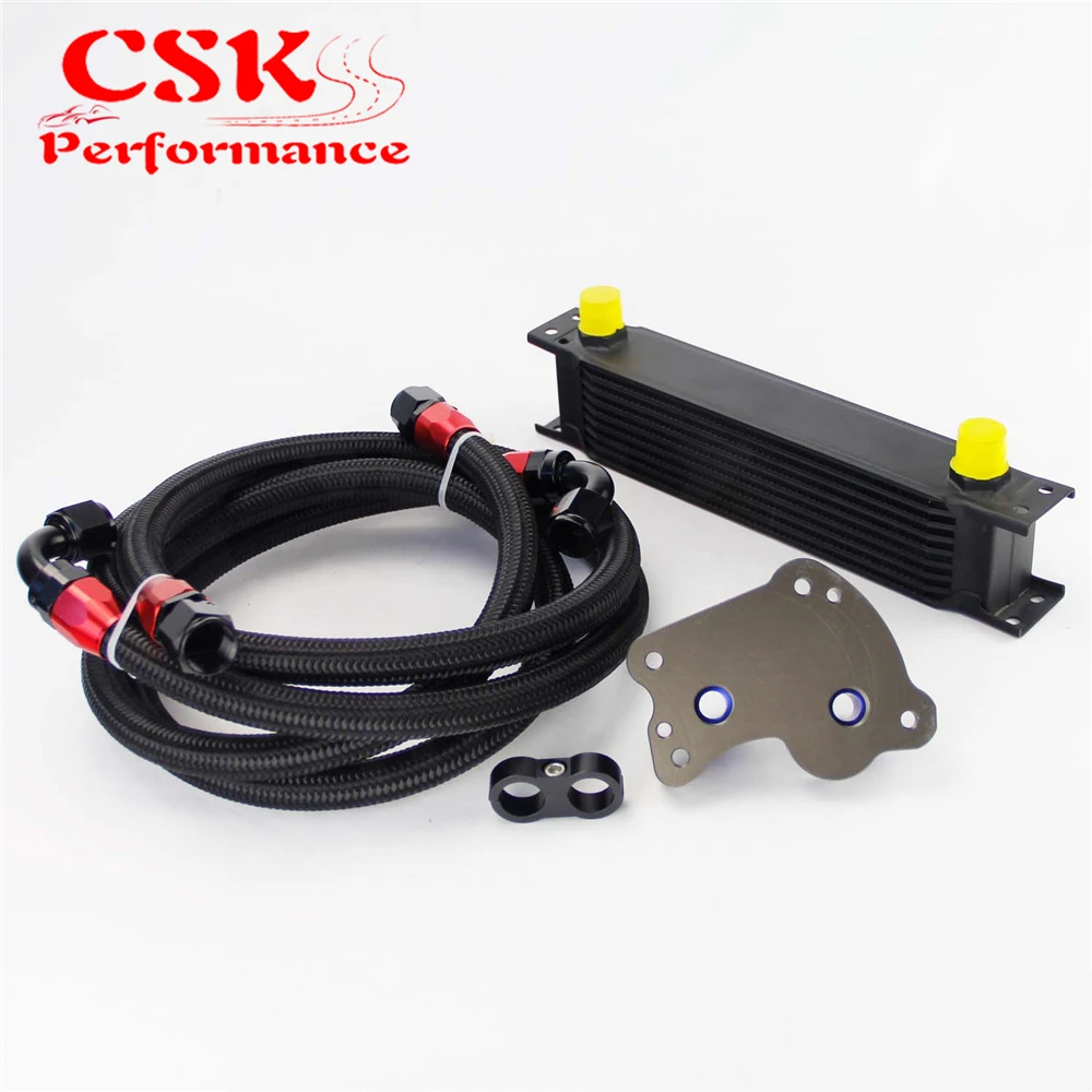 ^*Best Offers 9 Row 248mm AN10 British Oil Cooler Kit Fits For BMW Mini Cooper R53 Supercharger Black