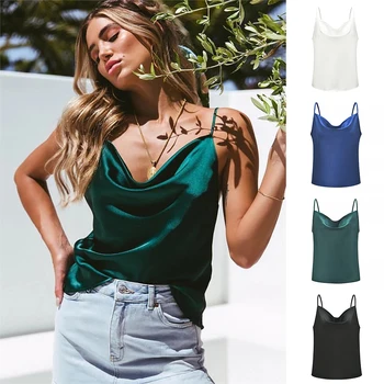 

Casual Ladies Chiffon Sexy Spaghetti Strap Tops Fashion Party Women Vest Loose Club Summer V-neck Dating