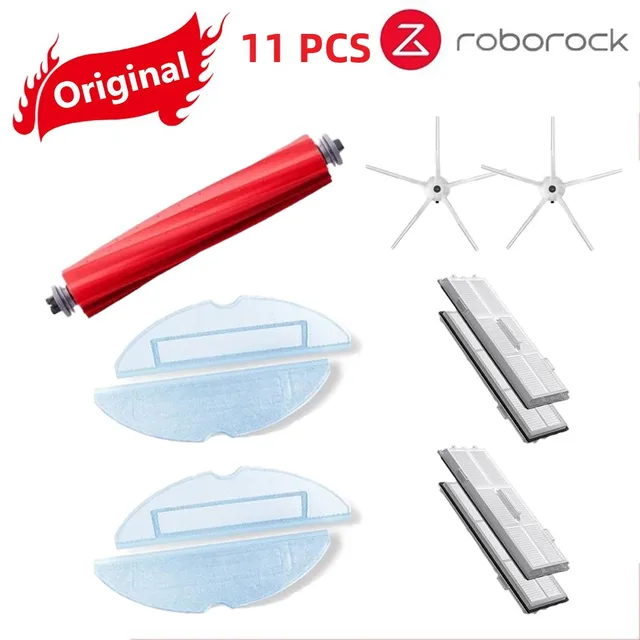 Original Roborock S7 Parts of Washable Filter Main Brush Mop Cloth Side Brush Dust Bag Bracket Robot Vacuum Cleaner Accessories White 11pcs