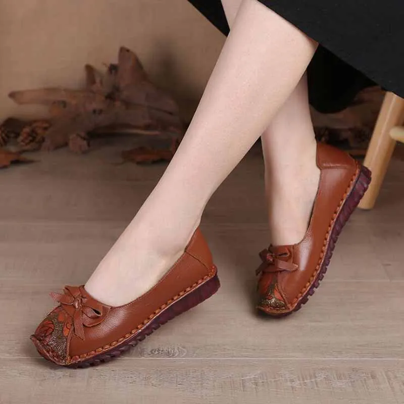 

Women Flats Summer Women Genuine Leather Shoes With Low Heels Slip On Casual Flat Shoes Women Loafers Soft Nurse Ballerina Shoes
