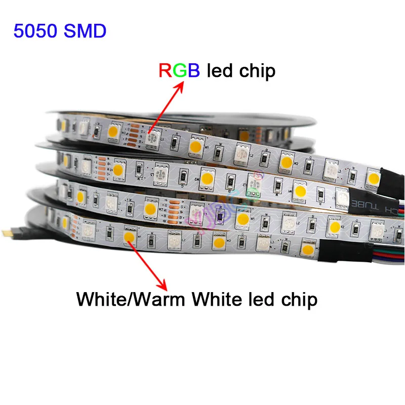 5 м 12 в 24 В RGBW RGBWW RGB CCT Светодиодная лента, 60 Светодиодный s/m RGB+(белый/теплый белый) SMD 5050 гибкая светодиодная лента