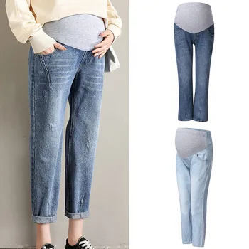 

Pregnant jeans woman ripped jeans for women Maternity Pants Trousers Nursing Prop Belly Legging plus size women jeans mujer