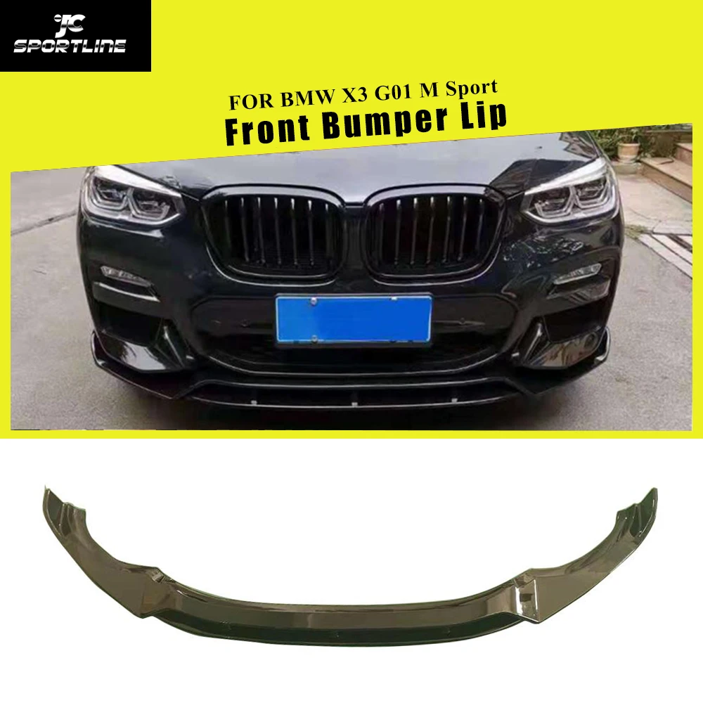 ABS Glossy Black Red Carbon Fiber Look Front Bumper Lip Spoiler Splitters For BMW X3 G01 X4 G02 M Sport 2018 - 2020