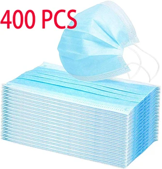 

400pcs Anti-dust Anti-pollution 3 Layer Ply Personal Disposable Protective Mask Face Mouth Mask Face Masks Flu