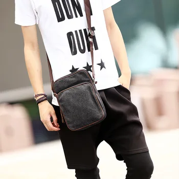 

Men's canvas phone bag crossbody small Single Shoulder Messenger Bag leisure diagonal bag outdoor multifunctional fashion bag