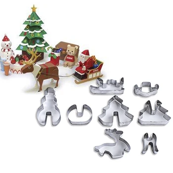 

8pcs/set Stainless Steel 3D Cookie Mold Christmas Cookie Cutters Fondant Cutter DIY Baking Tools Stainless Steel Biscuit Mould