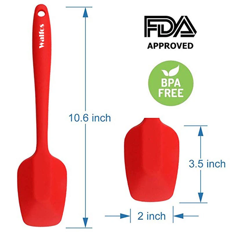 WALFOS 2 Pcs/Set Food Grade Nonstick Silicone Scraper Heat-Resistant Flexible Silicone Baking Mixing Spoon Spatula Cooking Tool