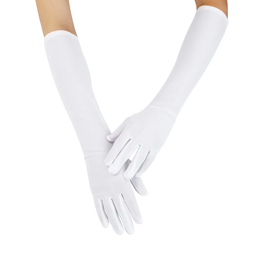 Кристальные женские сексуальные вечерние перчатки 2" длинные черные белые атласные перчатки для пальцев Высокое качество модные подарочные мотоциклетные перчатки# RJ