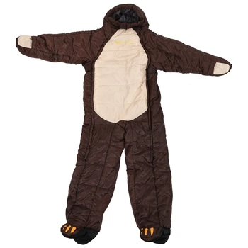 

Waterproof Brown Bear Humanoid Sleeping Bag Cute Fashion Outdoor Camping Sleeping Bag -5℃-0℃ Warm Polyester Hiking Adventure Win
