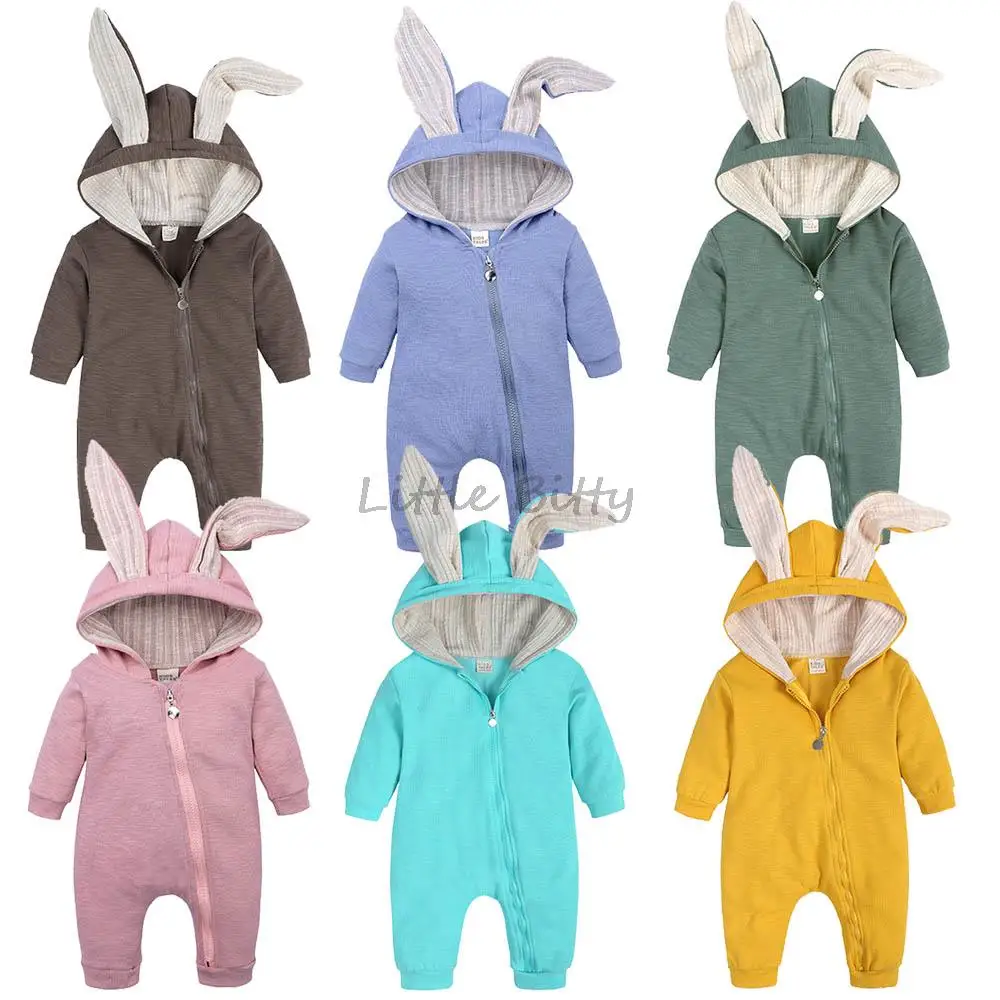 Демисезонные детские комбинезоны с длинным рукавом и кроликом для новорожденных