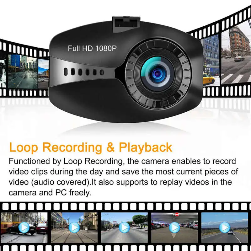 Dash Cam Hd 1080P Приборная панель автомобиля камера с датчиком, объектив 650 нм и вставленная циклическая запись, Wdr, обнаружение движения, g-сенсор и P