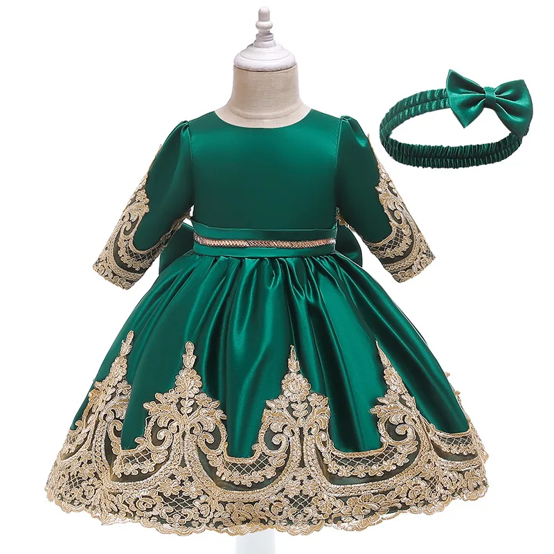 Winter Bow-tie Headband Lace Princess Dress Kids For Girl Wedding Children Clothing Retro Party | Детская одежда и обувь