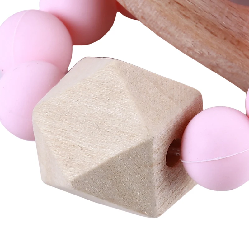 Baby Wooden+ silicone Teether Crochet Chew Beads Teething Toy Teether Montessori Bracelets Bracelets