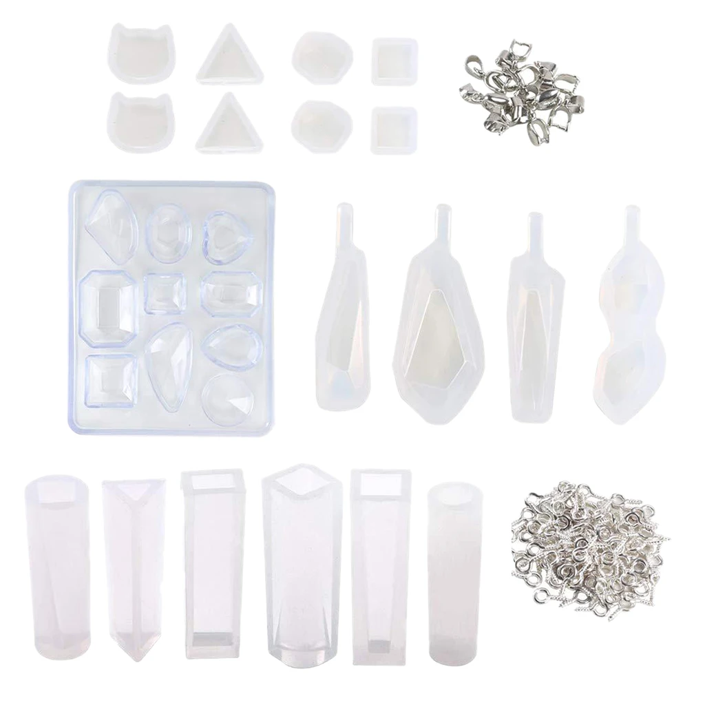 Clear Silicone Mold Set for Making Jewelry Pendant Necklace Earrings DIY Resin Mould