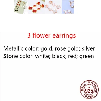 

S925 sterling silver earrings simple personality fashion style hypoallergenic three-flower four-leaf clover shape to give gift