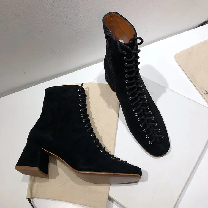 Зимние Ботильоны на каблуке в стиле ретро; botas mujer; женская кожаная обувь на шнуровке; женская обувь; удобная обувь; sapato feminino Зимние Ботильоны на каблуке в стиле ретро; botas mujer; женская кожаная обувь на шнуровке; женская обувь; удобная обувь; sapato feminino