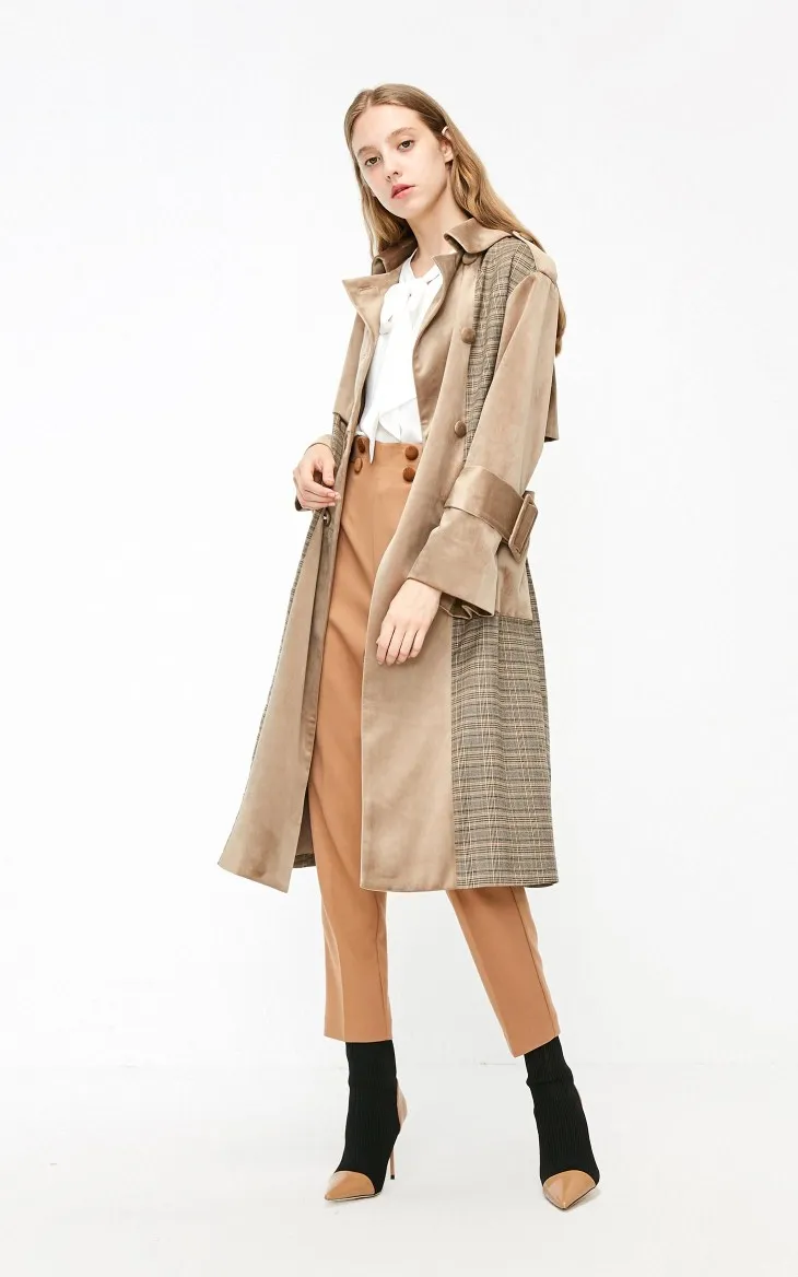 Vero Moda женское бархатное клетчатое двубортное пальто Тренч | 318409507