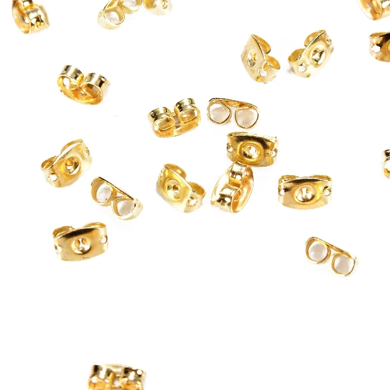 

New-50PCS Gold clasps tips butterfly earrings nail plate jewelry Cap