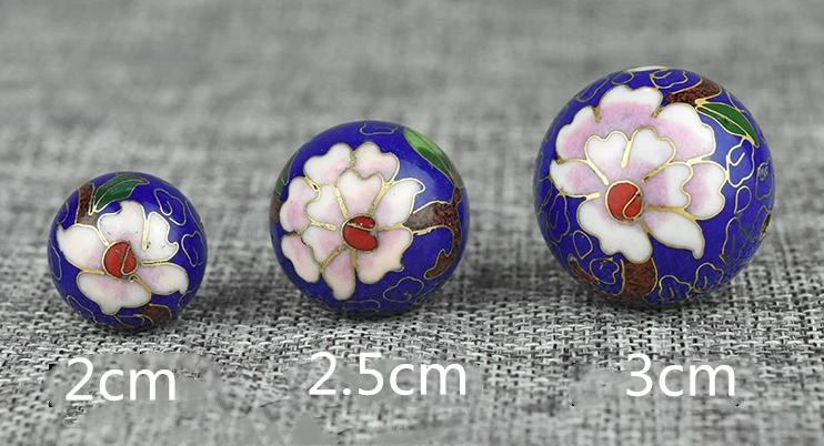 Handcrafted Polished Enamel Filigree Large 14-30mm Round Bead Cloisonne Copper Fancy DIY Accessories Necklace Jewelry Making