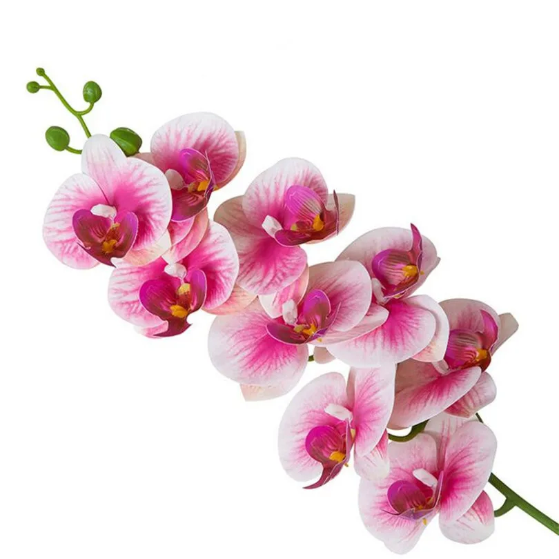 Один Искусственный Мотылек Орхидеи цветы Настоящее прикосновение латекс высокое качество Бабочка орхидеи стволовых растений центральный Силиконовые Цветы - Цвет: pink 02