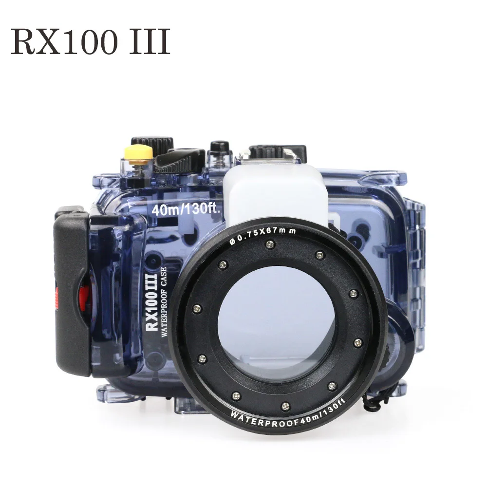 40 м/130 футов Водонепроницаемый чехол для sony RX100 Mark I II III IV DSC-RX100 M1 M2 M3 M4 Подводный корпус камеры Дайвинг-бокс крышка - Цвет: RX100 III Blue