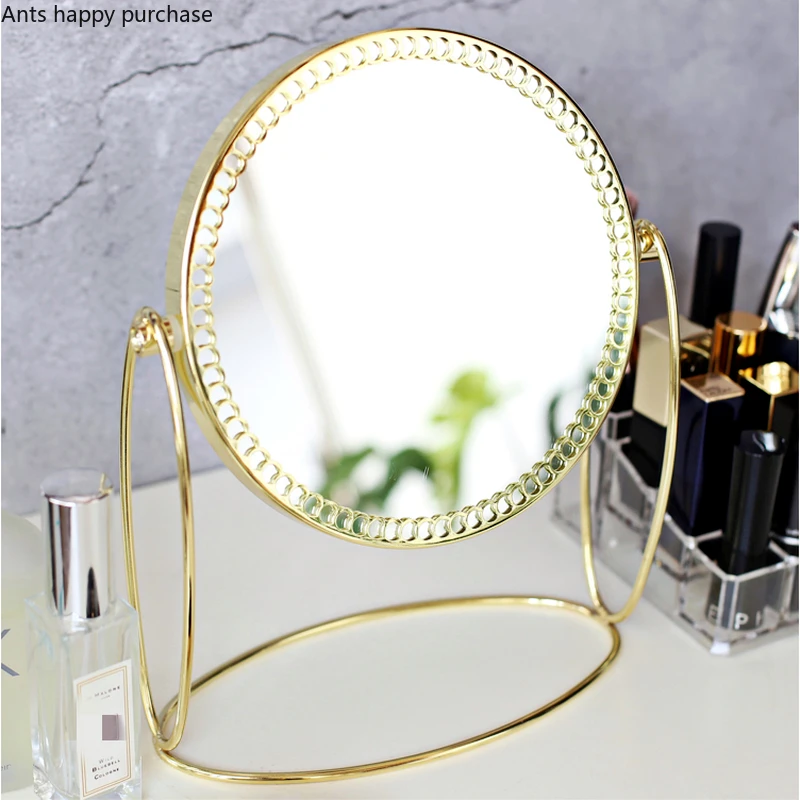 Metal Glass Makeup Mirror Bedroom Desktop Vanity Mirror Rotatable Double Sided Mirrors Decorative Mirrors Decoration Accessories Decorative Mirrors Aliexpress