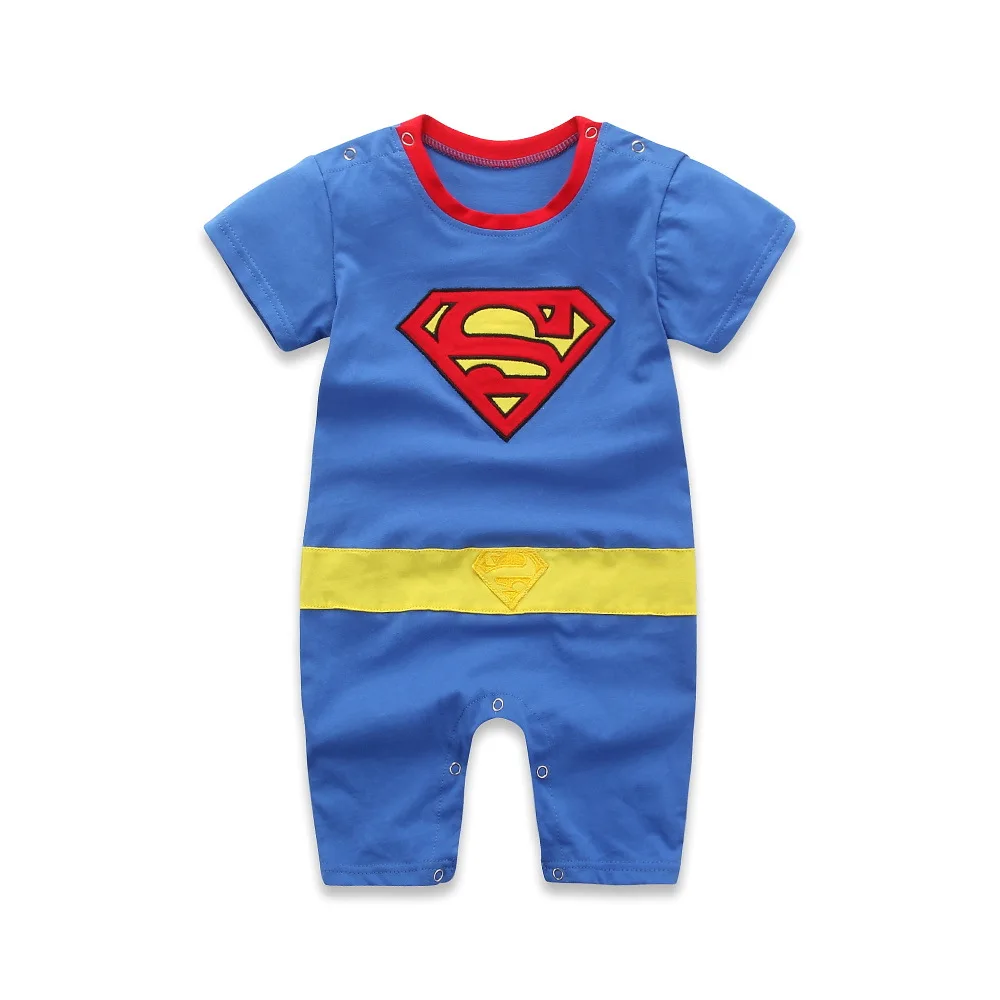 Baby Romper Superman Bruce Lee Long- Sleeved Short- Sleeved Jumpsuit With Smock Halloween Christmas Costume Gift Girl Boys
