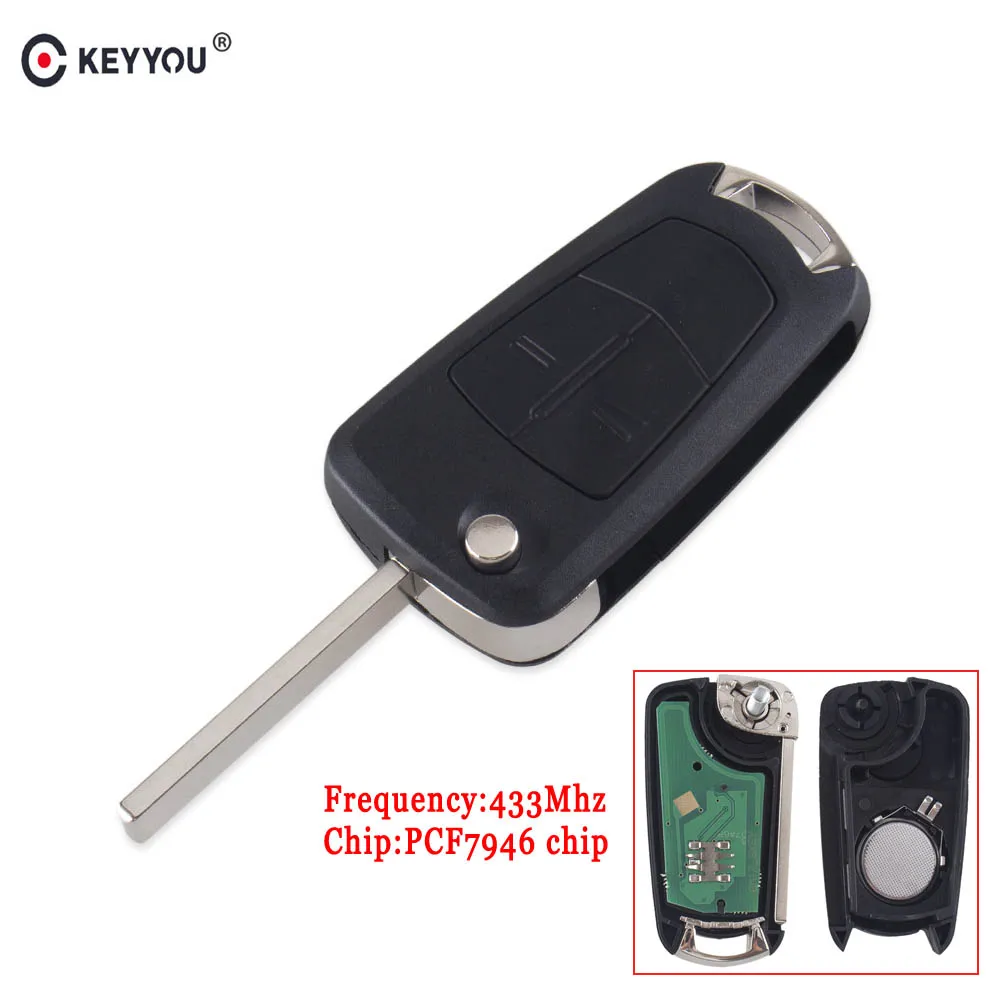 KEYYOU автомобиля Удаленное брелок 2 кнопки 433 МГц PCF7946 чип для Vauxhall Opel Astra C Авто передатчик бесключевого доступа для автомобильных ключей