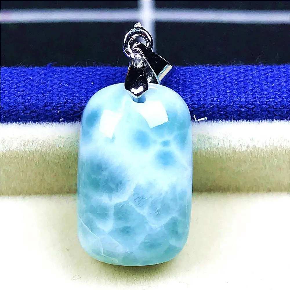 Натуральный Синий Подвеска larimar для женщин и мужчин кристалл 19x12x7 мм прямоугольные бусины серебро домика с водным узором камень ювелирные изделия AAAAA