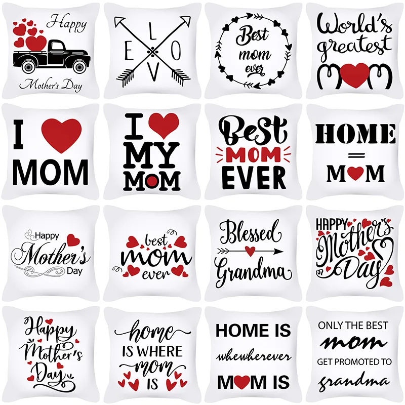 Mother's Day Decorative Pillow Cushion Cover Mother's Day Gift Party Decor Heart Print Pillowcase Minimalist Style Pillow Cover tokyo revenger sleeping pillowcase cartoon print pillow cover anime cushion case pillow covers decorative aesthetic room decor