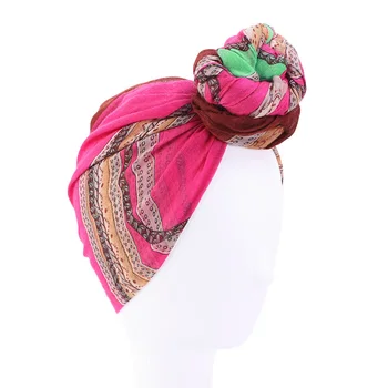 

6Colors American Hair Cap For Sleeping Popular Ethnic Headband European Knotted Hat Women's Cotton Turban Styling Head Scarf