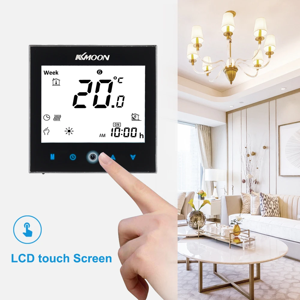 

KKmoon Digital Underfloor Heating Thermostat for Electric Heating System Floor Air Sensor WiFi ConnectionVoice Control