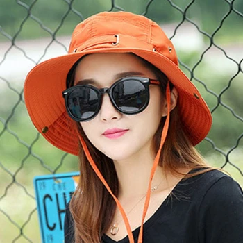 

Female Summer Wide Visor Hat Outdoor Beach Vacation SunShade Hat Folding Lace-up Caps