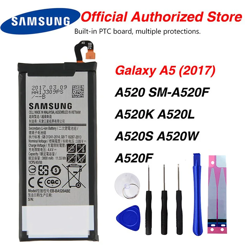 

Original Samsung EB-BA520ABE Battery For Samsung GALAXY A5 2017 A520 SM-A520F 2017 A520F 3000mAh