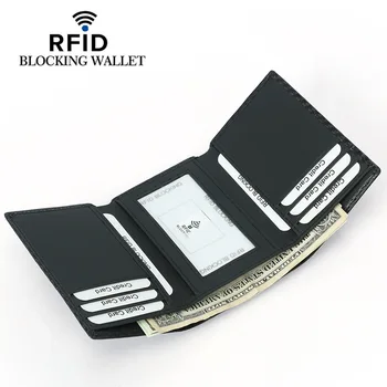 

Carbon fiber large-capacity RFID men's wallet tri-fold multi-card wallet men