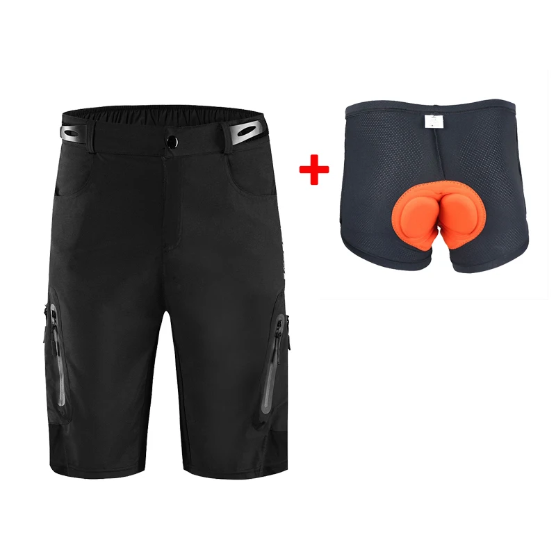B132 with Underwear WOSAWE, мужские велосипедные шорты MTB с гелевой подкладкой, нижнее белье для велоспорта, для горного велосипеда, свободные, для улицы, противоударные, Горные Шорты - Цвет: B132 with Underwear