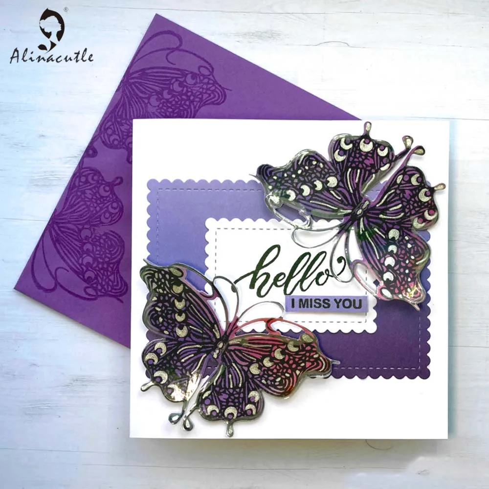 Alinacutle CLEAR STAMPS And Die Cuts Butterfly Set Scrapbook Card Album Paper Craft Rubber Transparent Silicon Clear Stamp
