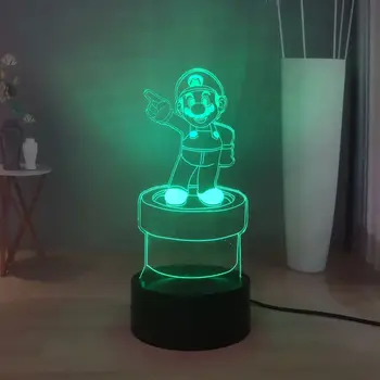 

Lovely Mario 3D Illusion Table Lamp Super Mario Bedroom Sleeping Night Lamp Bedside Lamp Cute LED Night Light for Kids Xmas Gift