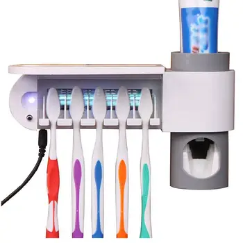 

new Toothbrush Holder Uv Sterilizer Automatic Toothpaste Dispenser Holder Toothbrush Wall Mount Rack Bathroom Tools Set